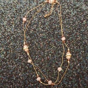 Elegant Gold and Pink Beaded Necklace